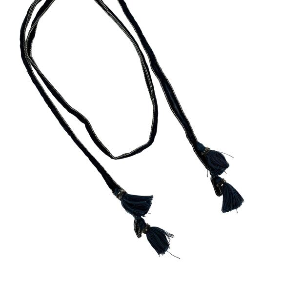 Anthropologie Chan Luu Blue Gray Rope Chain tassel Wrap Necklace - Picture 3 of 4